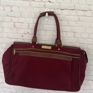 Vintage Oscar De la Renta burgundy duffle travel bag HTF
